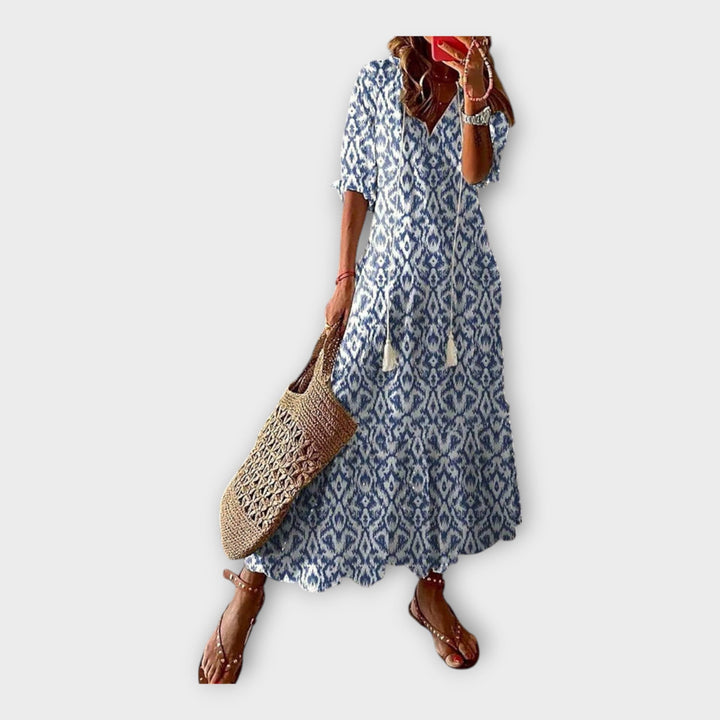 Vintidž haljina s vezom i V-in izrezom