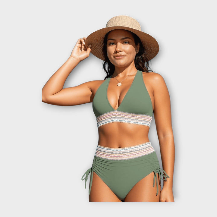 Kupaći kostim s pletenim detaljem i visokim strukom