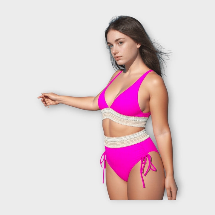 Kupaći kostim s pletenim detaljem i visokim strukom