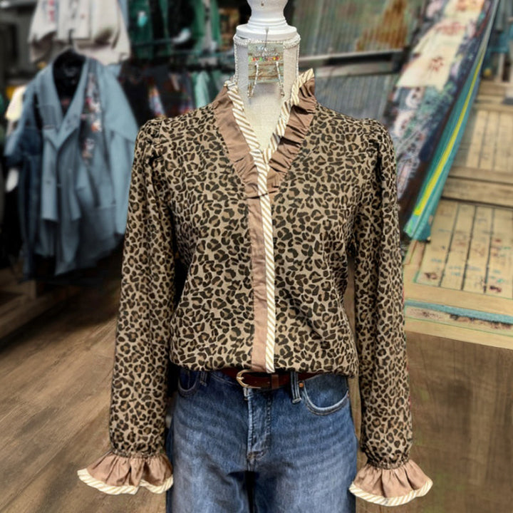 Vintage Leopard Print Bluza za stilizirani izgled