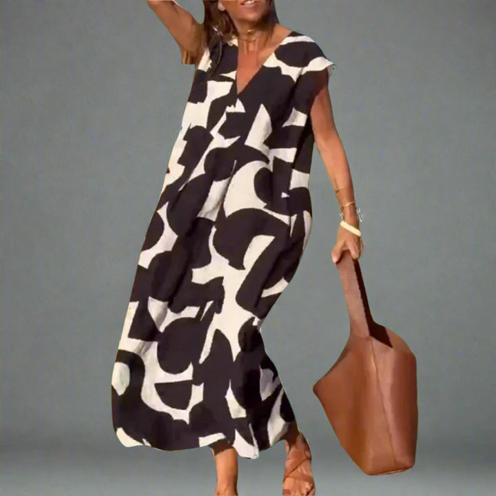 V haljina s otiskom od tkanine