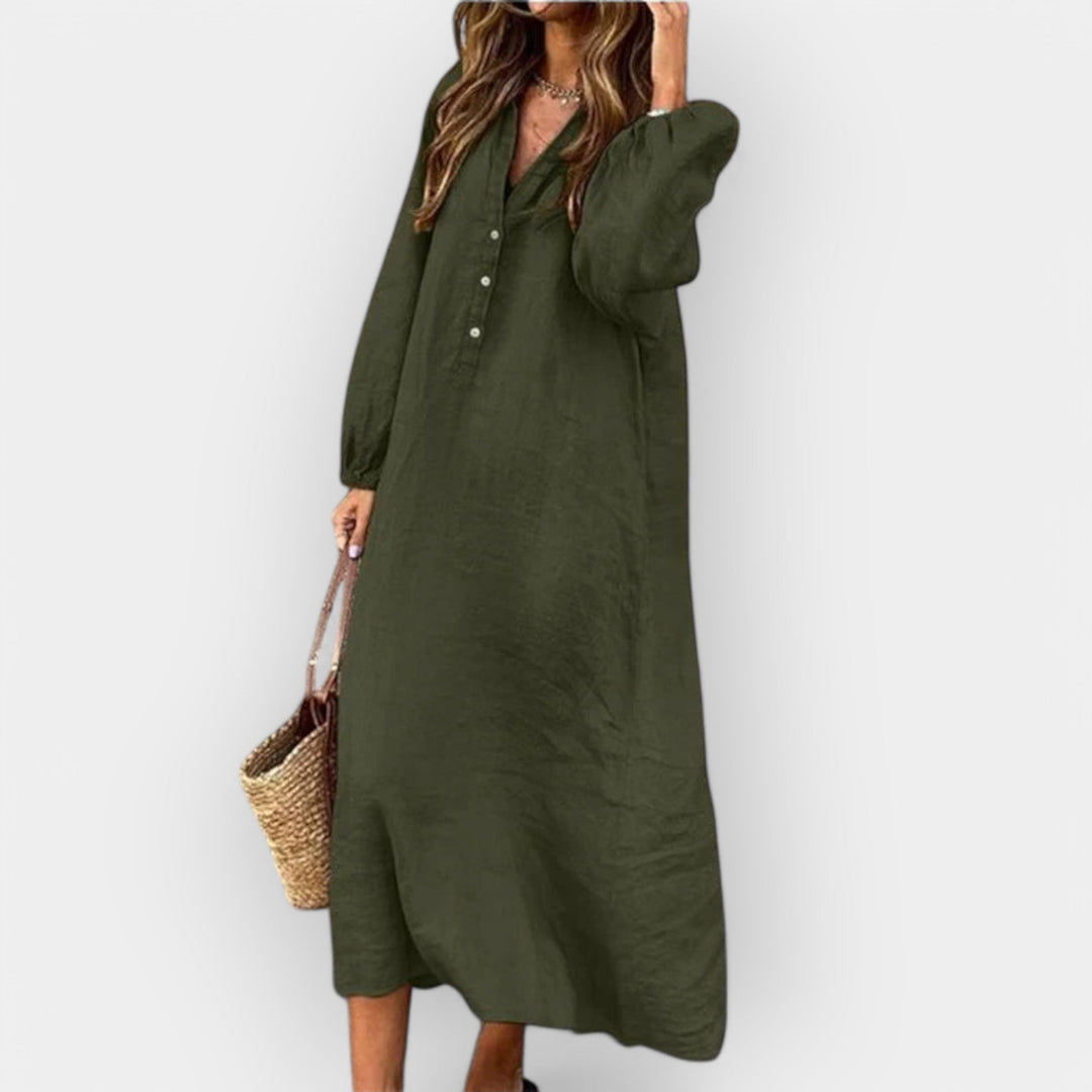 Elegantno laneno haljina s modernim krojem