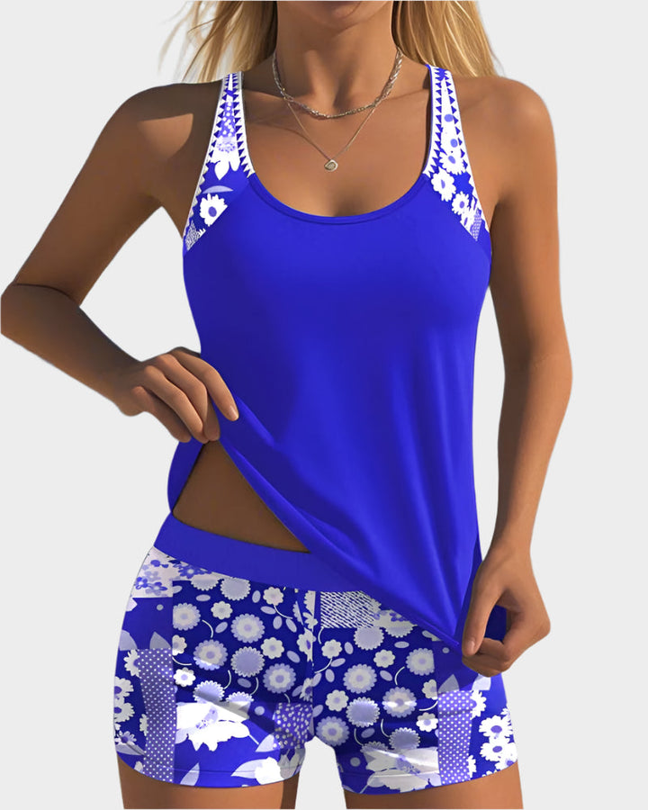 Udobni dvodijelni kupaći kostim s cvjetnim uzorkom