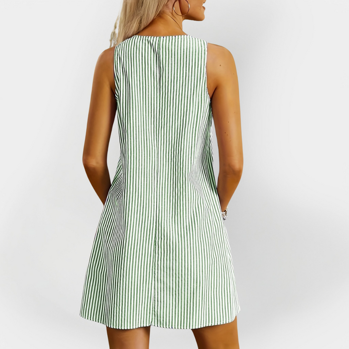 Bez rukava prugasta haljina