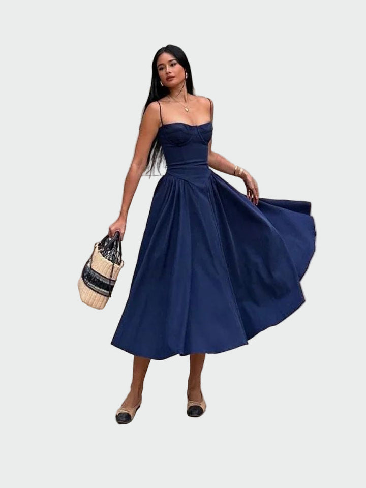 Satenska maxi haljina s tankim naramenicama