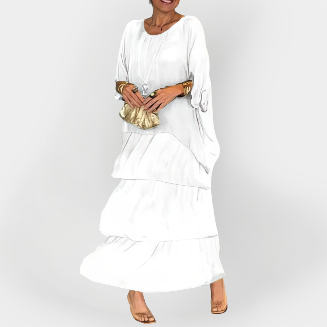 Haljina s plisom i efektom dvostrukog sloja