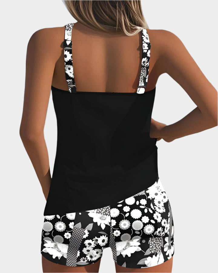 Udobni dvodijelni kupaći kostim s cvjetnim uzorkom