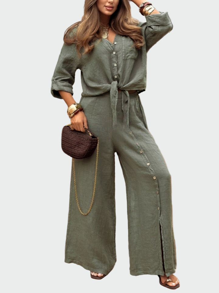 Ženski moderni jednobojni dvodijelni kostim