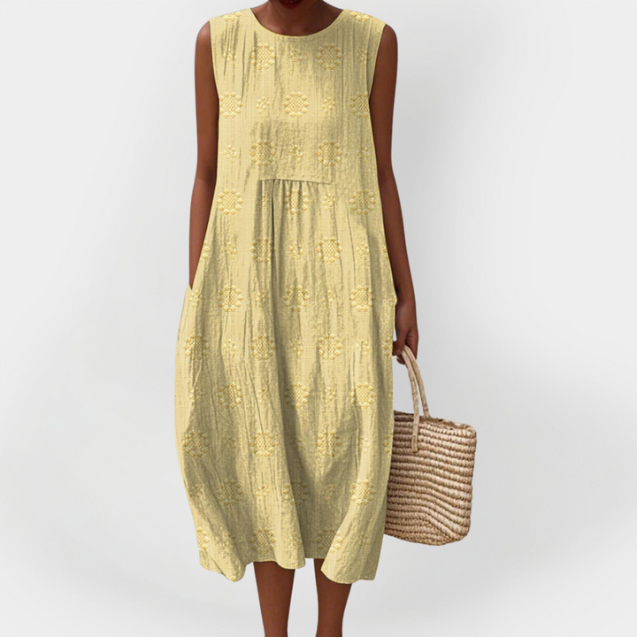 Elegantna pamučna haljina bez rukava s džepovima