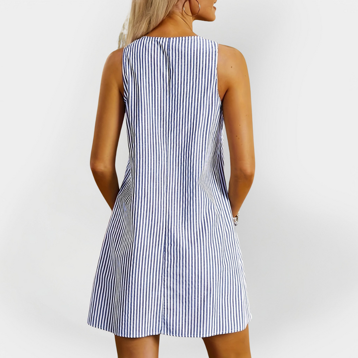 Bez rukava prugasta haljina
