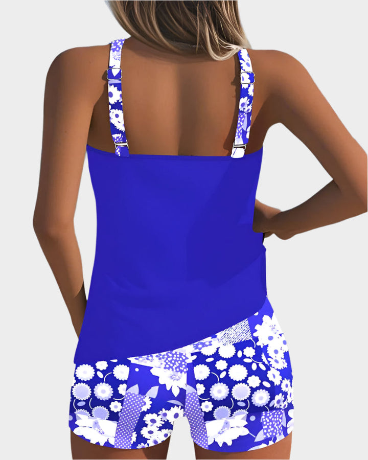Udobni dvodijelni kupaći kostim s cvjetnim uzorkom