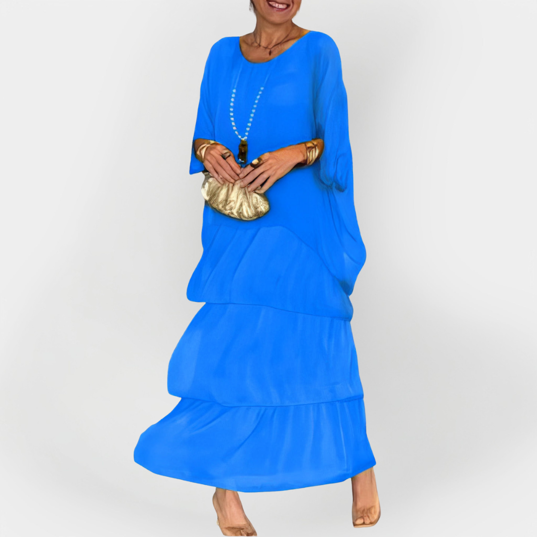 Haljina s plisom i efektom dvostrukog sloja