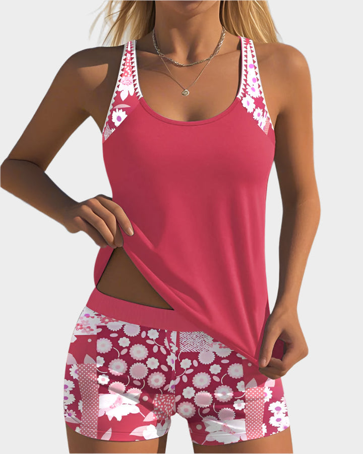 Udobni dvodijelni kupaći kostim s cvjetnim uzorkom