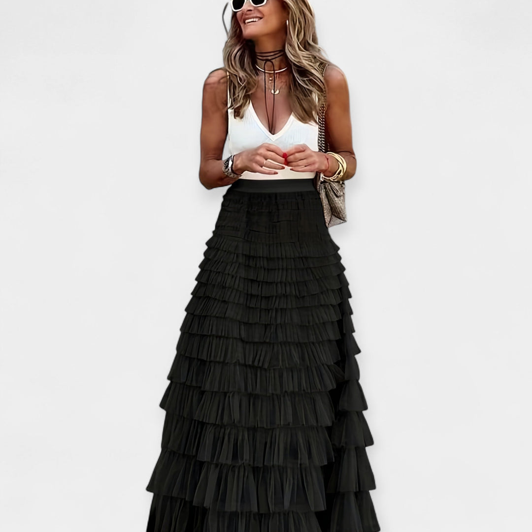 Boho suknja s mrežastim satenskim završetkom