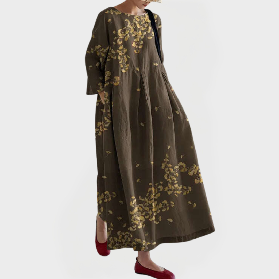 Elegentno Maxi Haljina od Lino s Unikatnom Šivom Florom čipkom