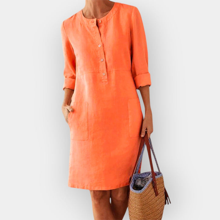 Elegantno pamuk haljina midi s jednostavnim dizajnom