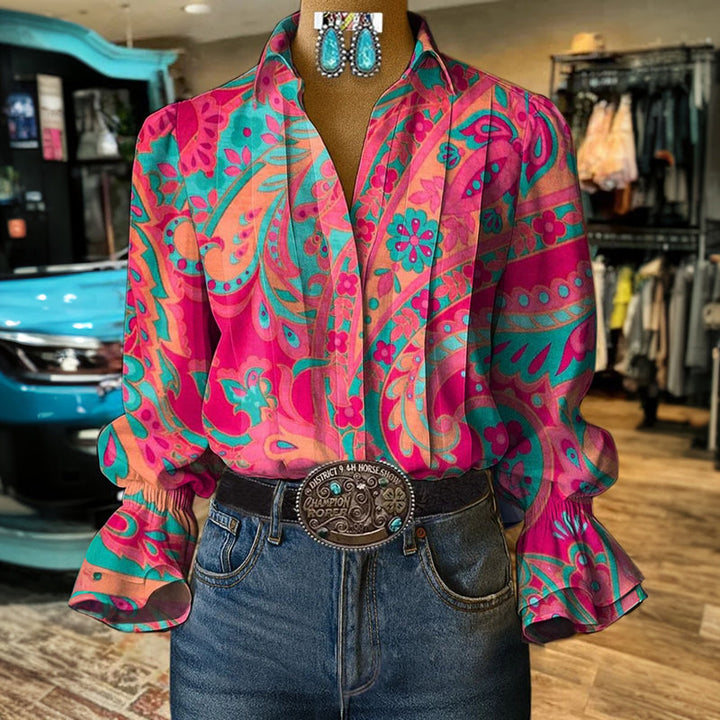 Vintage cvjetna print košulja za elegantan izgled