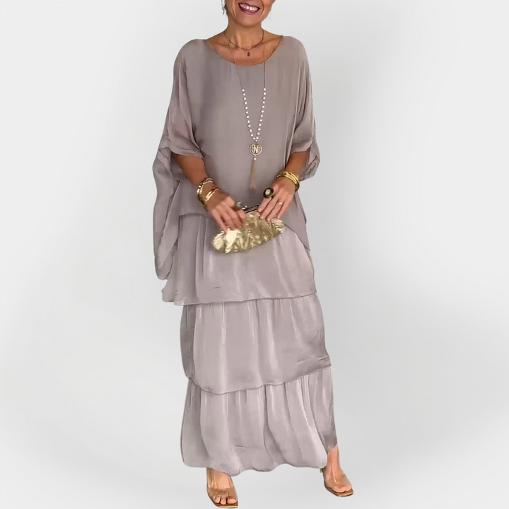 Haljina s plisom i efektom dvostrukog sloja