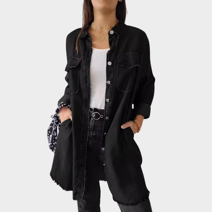 Jeans bluza s dugim rukavima i klasični ovratnik