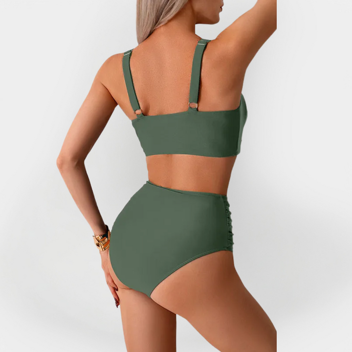 Ženski visoki struk bikinij s obrubom na gornjem dijelu