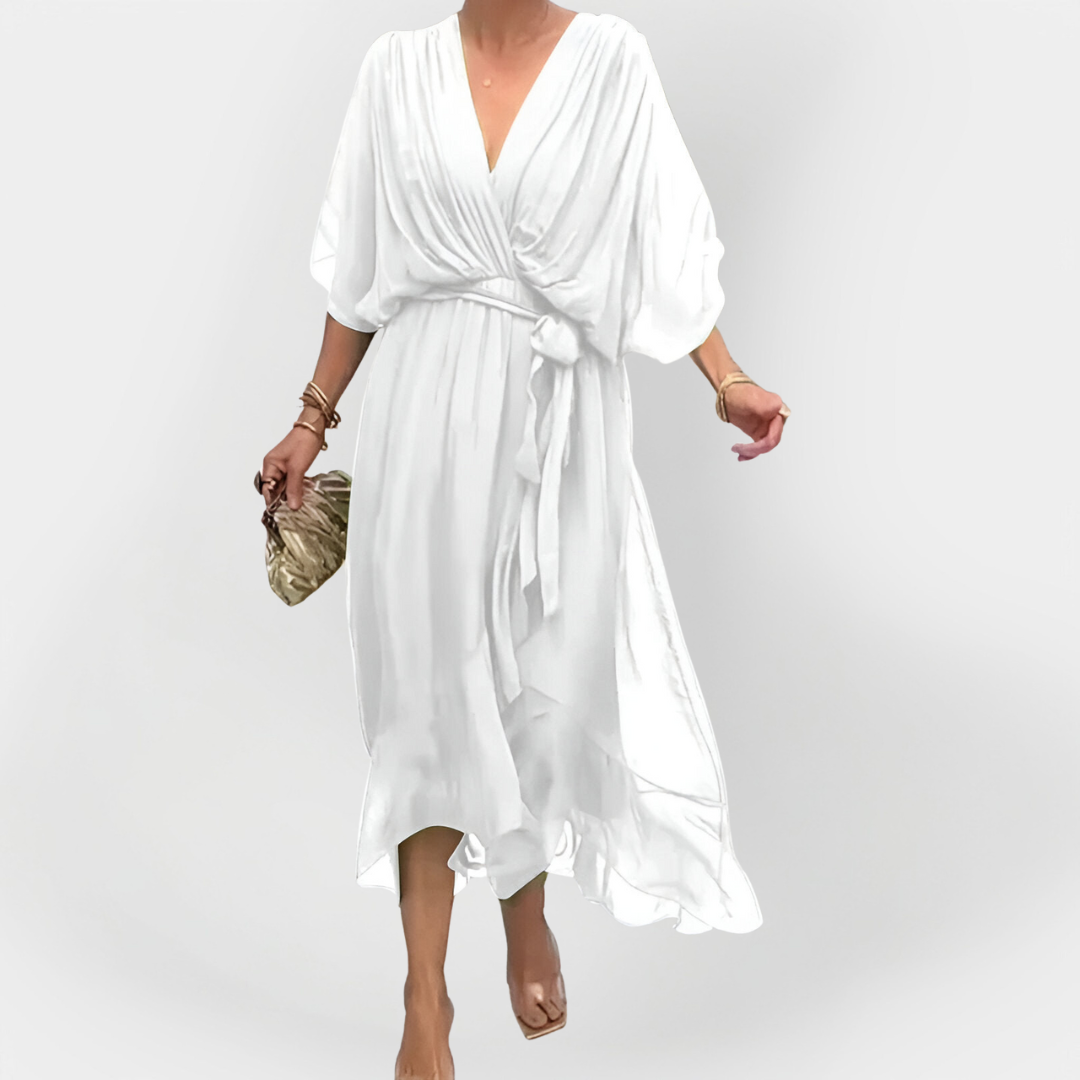 Svilena haljina s V-izrezom