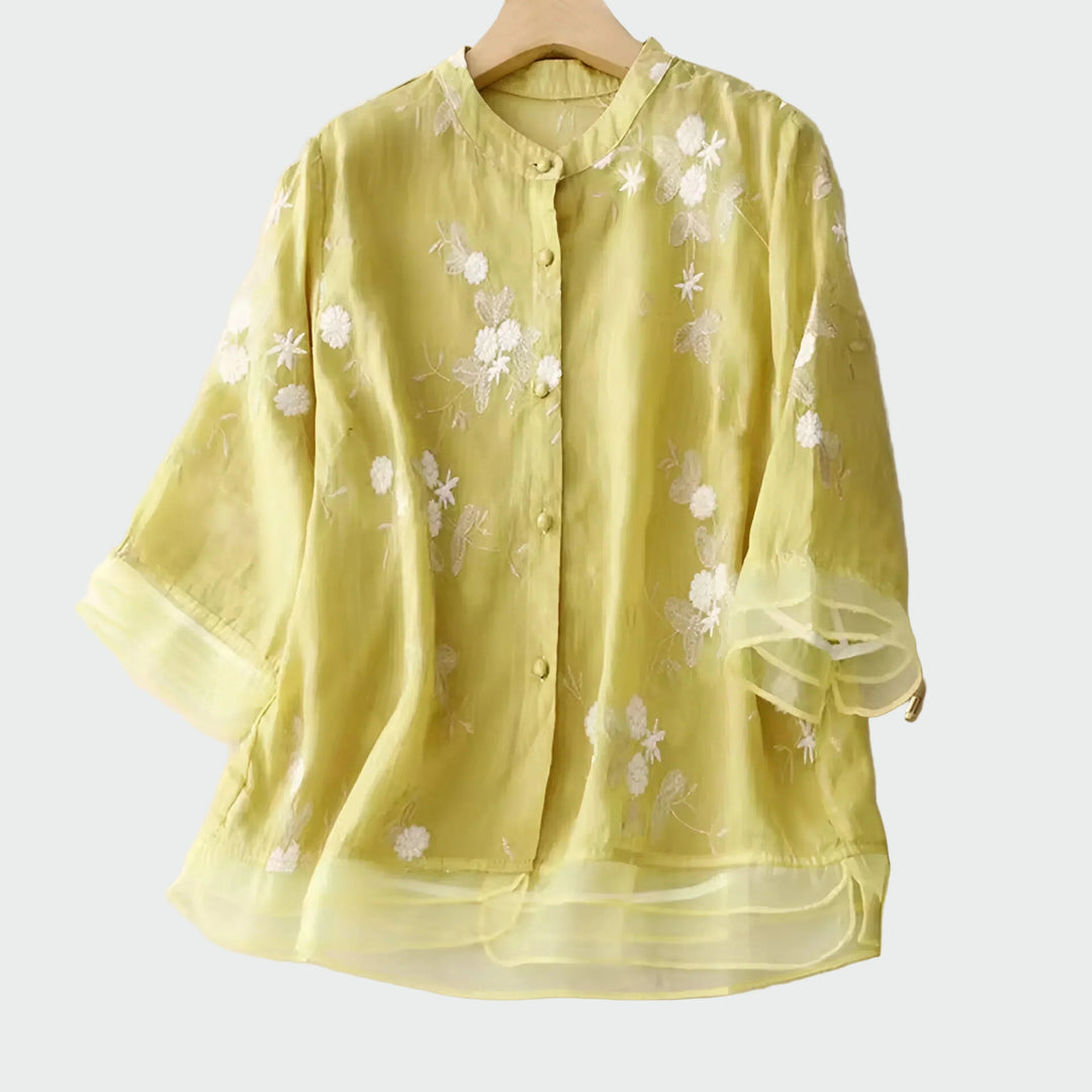 Pamuka majica s ušivenim cvijećem