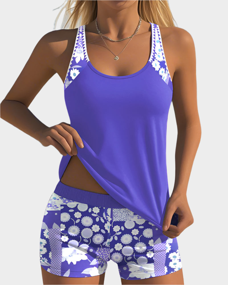 Udobni dvodijelni kupaći kostim s cvjetnim uzorkom