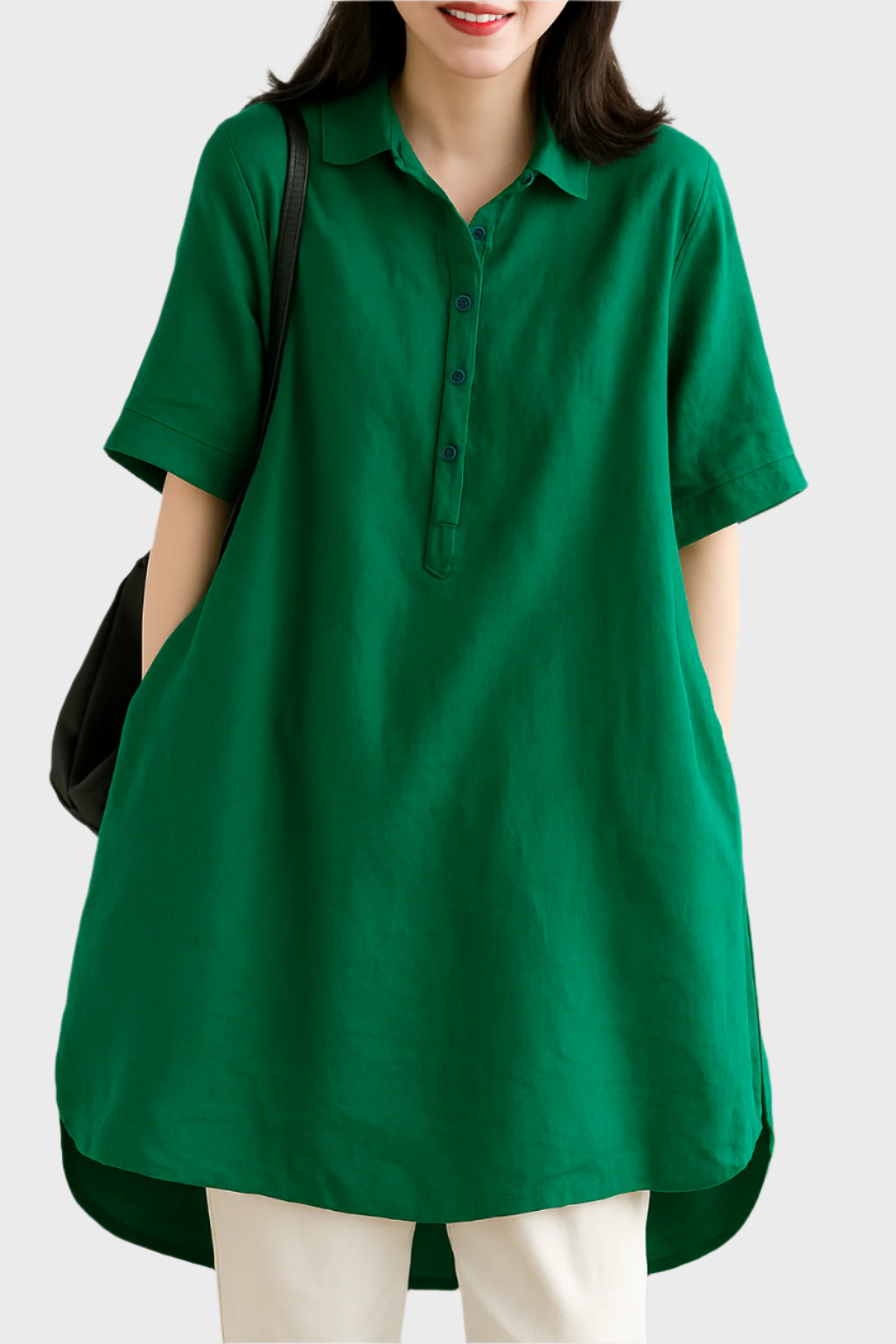 Opuštena lanena košulja-majica