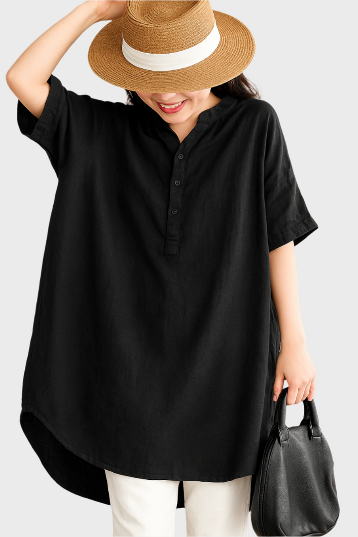 Opuštena lanena košulja-majica