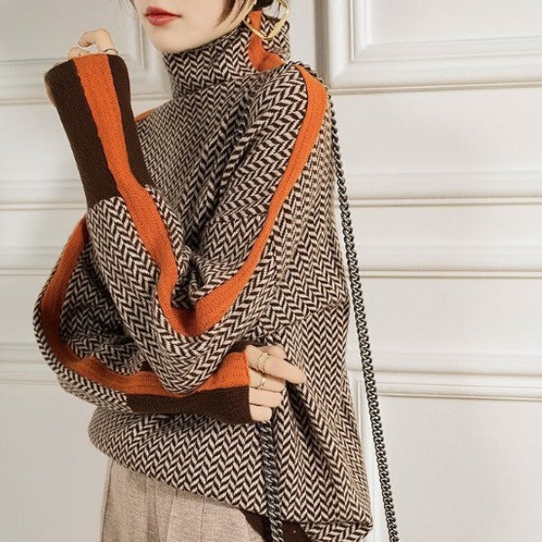 Marieke | Muška vunena rolka s izraženim kontrastnim prugama za modernu modi