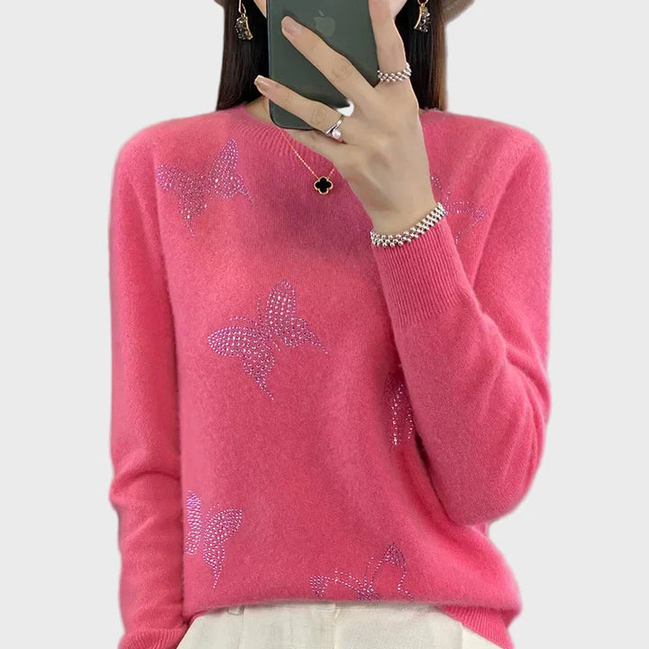 Džemper s visokim ovratnikom i uzorkom leptira