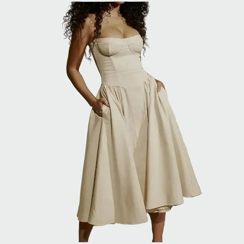 Satenska maxi haljina s tankim naramenicama