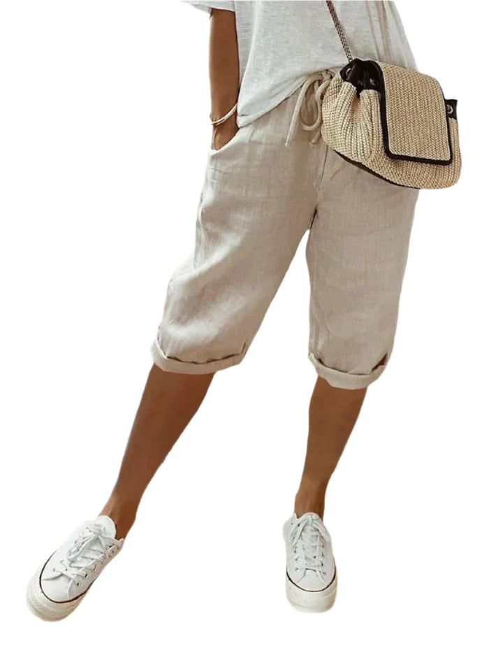 Elegantna ženska lanena hlača
