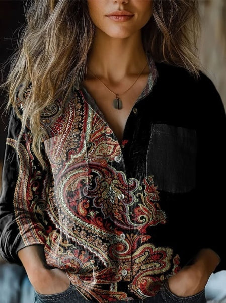 Emelia™ | Retro pleteni rolka s umjetničkim uzorkom