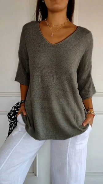 Hannah™ | Elegantna pletena bluzica za žene s V-izrezom.