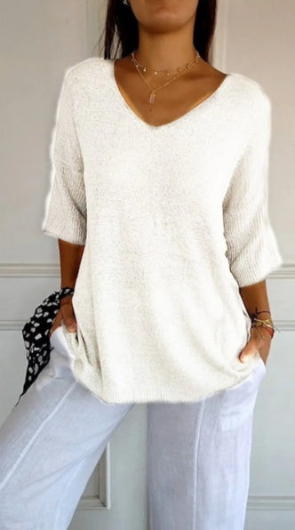 Hannah™ | Elegantna pletena bluzica za žene s V-izrezom.