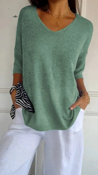 Hannah™ | Elegantna pletena bluzica za žene s V-izrezom.