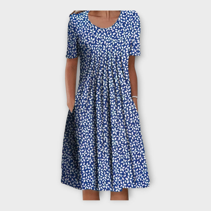 Haljina s uzorkom cvijeća i kratkim rukavima