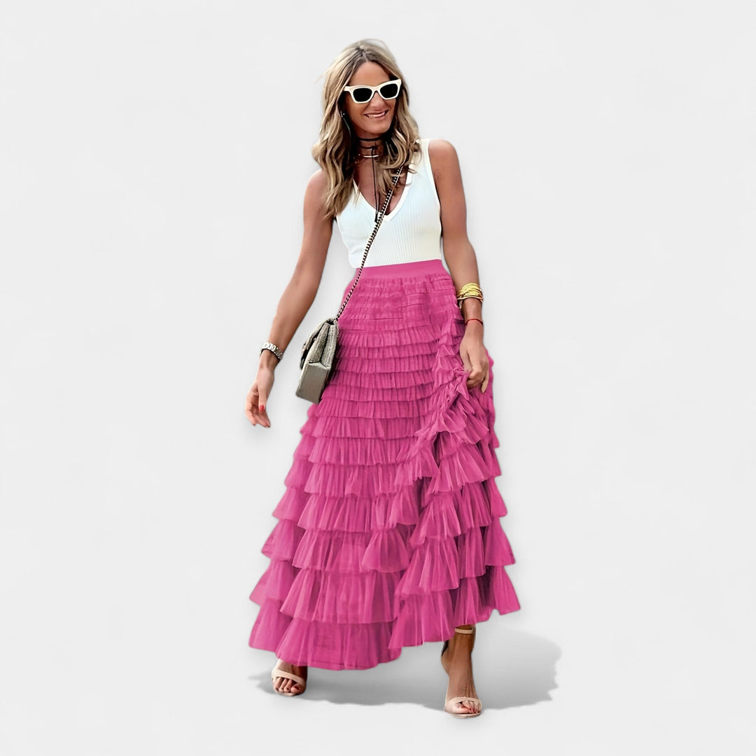 Boho suknja s mrežastim satenskim završetkom