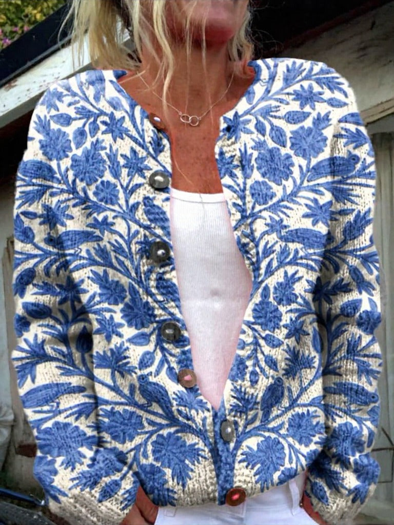 Okta™ | Elegantni kardigan s cvjetnim uzorkom i gumbima