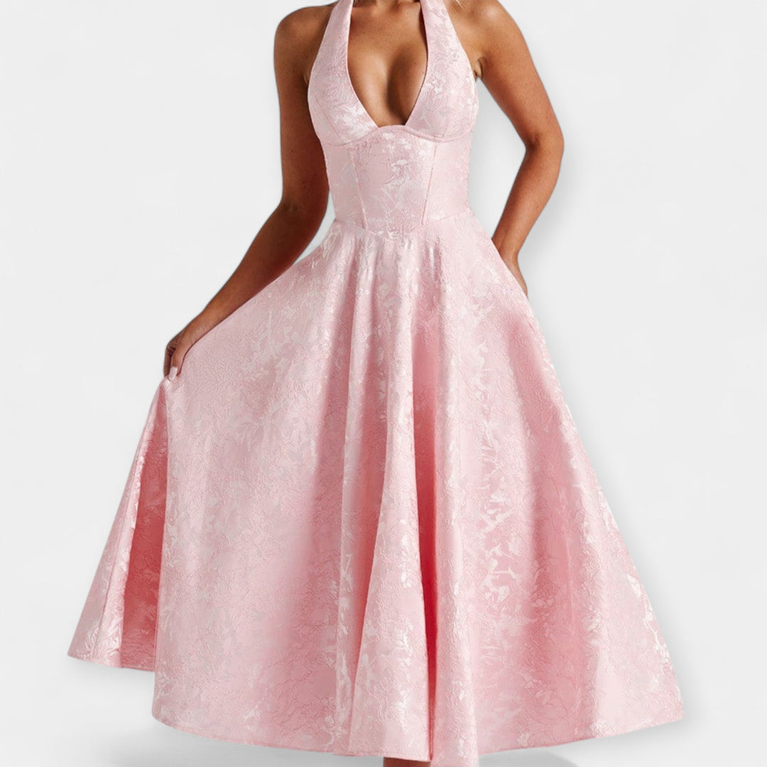 Srednje dužine haljina s otvorenim leđima i krojenjem s korzetom