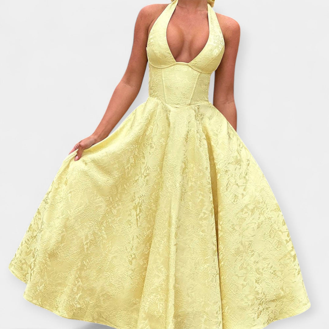 Srednje dužine haljina s otvorenim leđima i krojenjem s korzetom