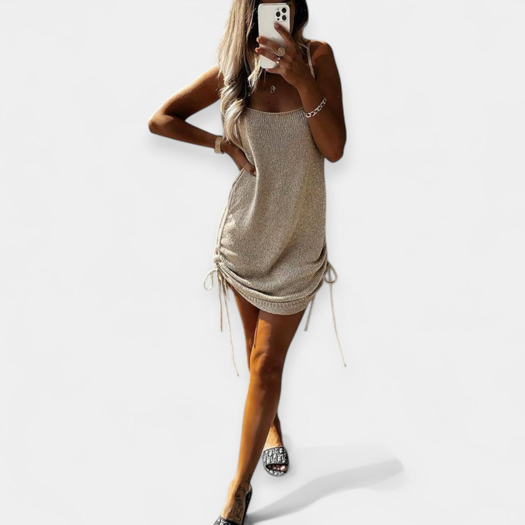 Bez rukava pleteni haljina s remenom