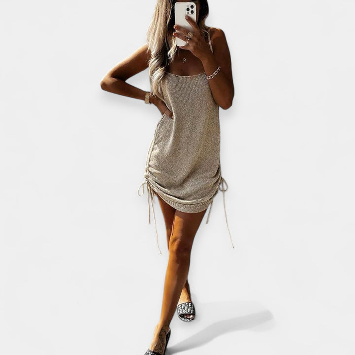 Bez rukava pleteni haljina s remenom