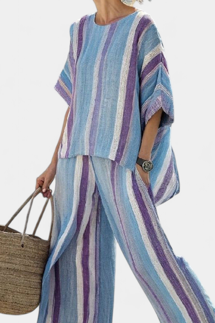 Elegantni prugasti set Daisy u nijansama malve i svijetloplave za sofisticirani izgled