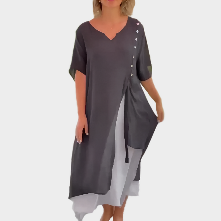 Klasična duga haljina u jednobojnoj nijansi