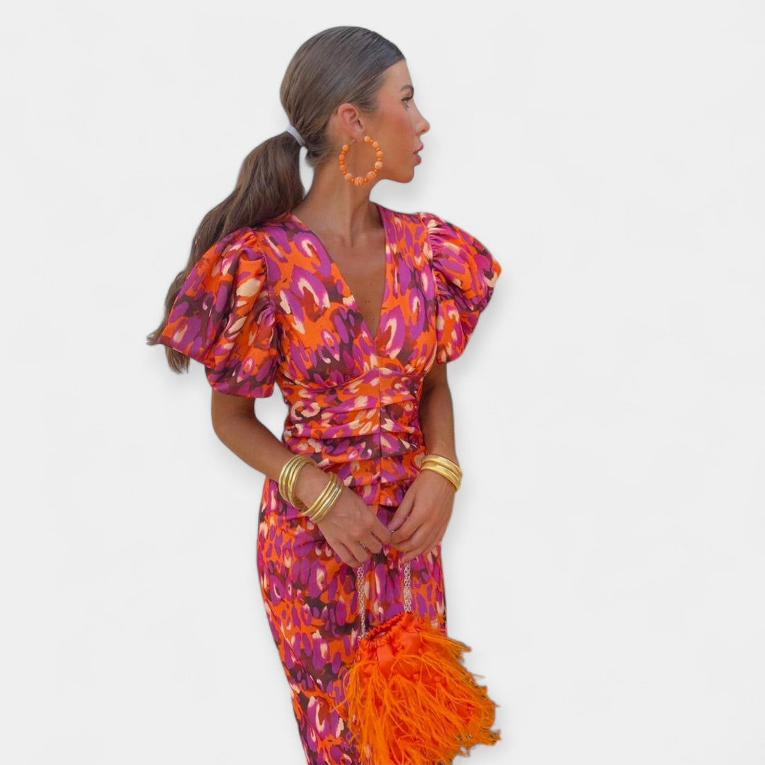 Haljina sa rukavima i volanom