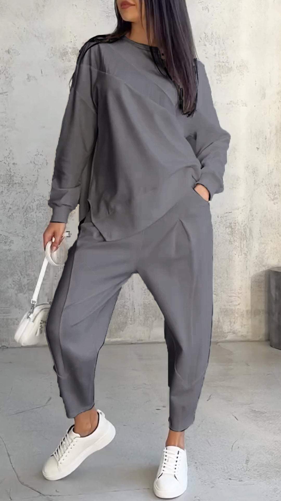 Dina® | Udobni dvodijelni komplet s okruglim ovratnikom i dugim rukavima