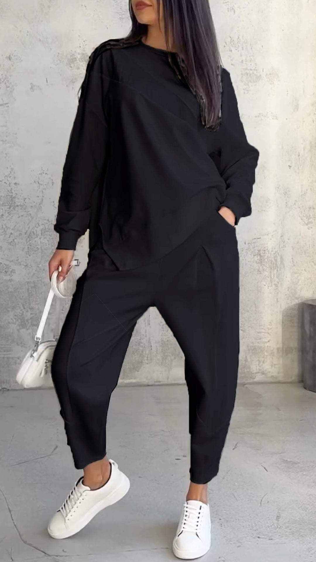 Dina® | Udobni dvodijelni komplet s okruglim ovratnikom i dugim rukavima